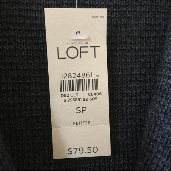Ann Taylor LOFT Wool Blend Shawl Collar Charcoal Gray Cardigan - NWT - Sz. (SP) - Picture 5 of 6